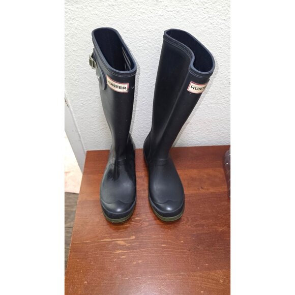 Hunter Original Tall Rubber Rain Boots Women Size 6 Navy Blue Waterproof - Picture 2 of 8